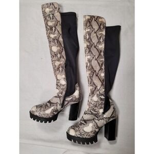 Womens Wild Diva Y2K BRATZ Inspired Faux Snake OTK Boots Chunky Platform Sz 7